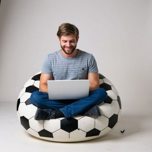 Inflatable Soccer Ball Chair 35" x 35" Indoor/Outdoor Use For Kids & Adults By M - Picture 2 of 6